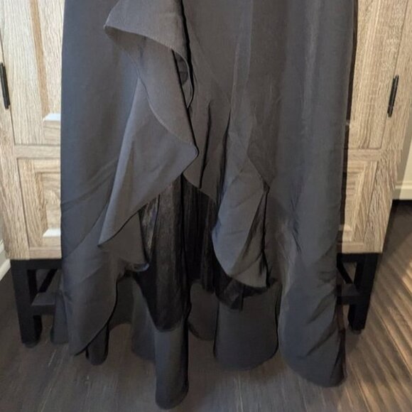 JJ's House A-line Scoop Asymmetrical Stretch Crepe Fancy Evening Dress Ruffle - Picture 6 of 10